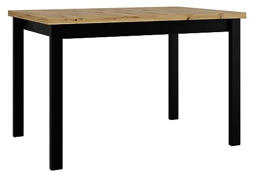 Mirjan24 Tisch für Esszimmer Awrolt I, Rechteckiger Esstisch, Ausziehbarer Tisch für Küche, L:120-150 x H:78 x B:80 cm, Küchentisch, Esszimmertisch, Praktischer Ausziehtisch (Artisan Eiche/Schwarz)