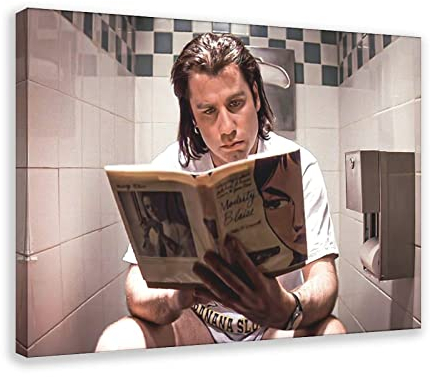ZAPORA Pulp Fiction, Vincent Vega Toiletten-Szene, Leinwand-Poster, Schlafzimmer-Dekor, Sportlandschaft, Büro, Raumdekoration, Geschenk, Rahmen-Stil, 30 x 45 cm