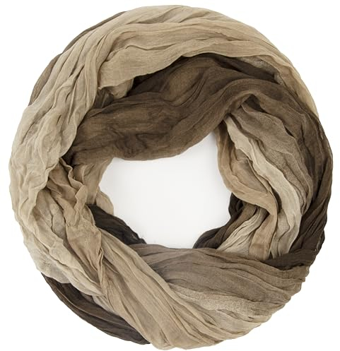 Gloop Sciarpa leggera da donna, con gradiente, disponibile in diversi colori, marrone-beige scuro, Taglia unica