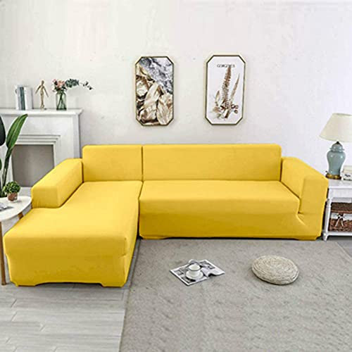 Sofa Überwürfe L-Form Sofabezug 1 2 3 4 Sitzer Couchbezug Sofa Cover Stretch Spandex Jacquard Stoff Sofa Schonbezüge Möbelschutz Für Wohnzimmer,Gelb,235 * 300cm