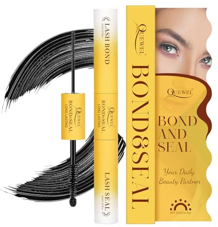 QUEWEL Lash Bond and Seal Lash Glue for Eyeash Clusters,12ml Super Strong Hold Lash Cluster Glue Bond and Seal Waterproof for DIY Lash Extensions Easy to Use at Home (6ml+6ml)
