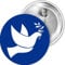 Friedenstaube weiss auf blau Button 25 mm