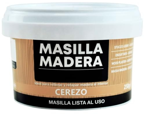 Masilla para madera de relleno y acabados para tapar fisuras, grietas, agujeros en muebles o sillas, uso interior para profesionales, lista para uso inmediato, 250g (Cerezo)