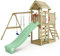 WICKEY Aire de Jeux MultiFlyer portique avec Toit en Bois & balançoire et Toboggan, Tour d'escalade pour Enfants avec bac à Sable, échelle et Accessoires de Jeu pour Le Jardin. (Vert Pastel)