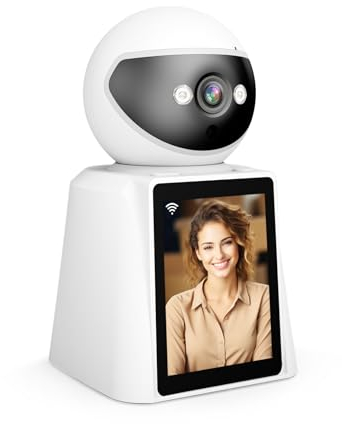 SRIHOME Cámara, con Pantalla de 2,8 Pulgadas, 1440P FHD, detección humanoide, visión Nocturna a Todo Color, Llamadas bidireccionales de vídeo y Voz, monitorización remota, Uso en Interiores