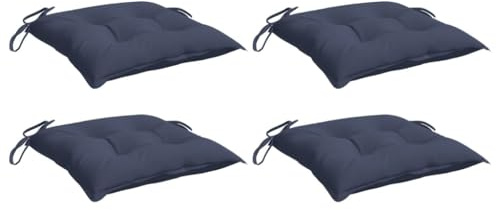 vidaXL Stuhlkissen 4 STK., Sitzkissen mit Hohlfasern, Dekokissen mit Schnüren für Außen Innen, Kissen Sitzpolster, Marineblau Oxford-Gewebe