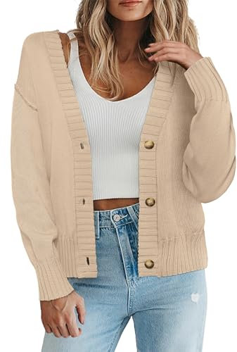 Zeagoo Cardigan Donna a Manica Lunga a Maglia Leggero Aperto Maglione Giacca Calda per Autunno Inverno caffè L
