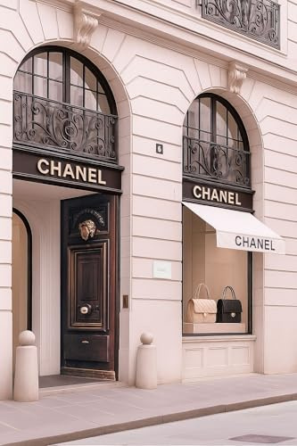 Dekomundo Elegantes Damentaschen Geschäft Paris Poster, 40x60 cm zum Einrahmen moderne Wanddekoration für Wohnzimmer, Schlafzimmer und Büro