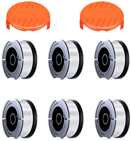 LADAMI Black and Decker for Strimmer Spool,Strimmer Wire,Trimmer Spool Line 1.6mm,Replacement Compatible for Black and Decker Strimmer Spool GL430-530 Grass Trimmer Accessories Set 6 Spools + 2 Caps