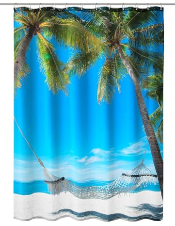Kleine Wolke Duschvorhang Textil Bahamas Multicolor 180 x 200 cm | Wasserabweisend, verstärkte Ösen, mit Beschwerungsband, weiches Textilgewebe, maschinenwaschbar