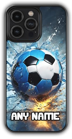 mypetsdirect.co.uk iPhone 8 PLUS/+ Compatible Personalised Football Name Phone Case, Soccer Bumper Cover, Anti-Scratch, Anti-Drop, Camera Lens Protection, Sidewall Bumper, ShockProof Drop Protection