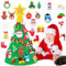 OIOYLEY 3D Albero di Natale Feltro Bambini, Albero di Natale in Feltro 3D per Bambini, Natale in Feltro Stump Stereo Bambino Magico Conico + 29pcs Ornamenti Staccabili, per Bambini Regali di Natale