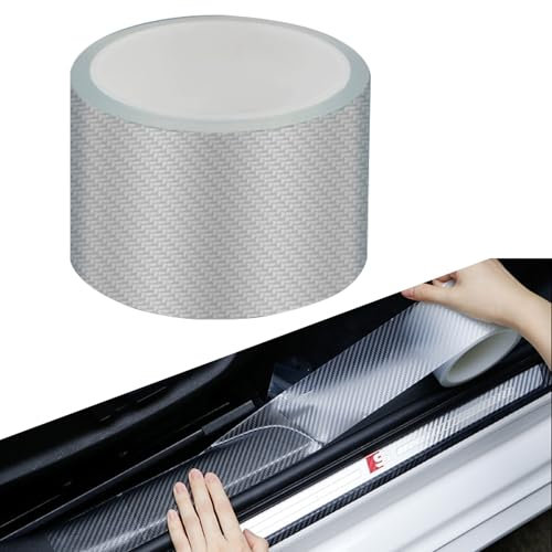 7cmx10m Car Sill Protectors Strips Clear Wide+, Anti Scratch Carbon Fiber Wrap Film for Door Guard, Front and Rear Bumper Edge Protection