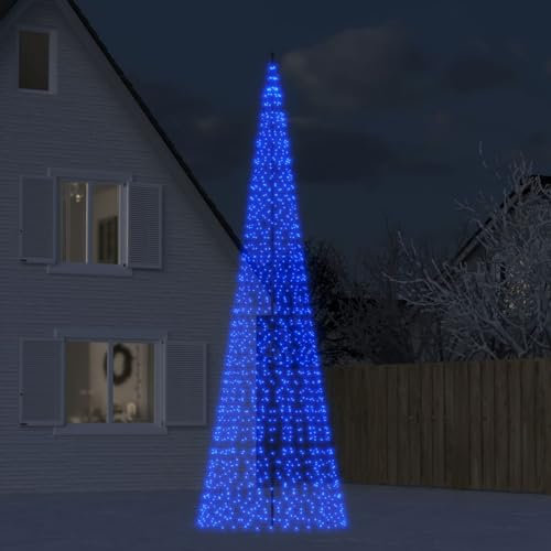 Homgoday Möbelbeleuchtung Weihnachtsbaum auf Fahnenmast 1534LED Blau 500 cm, LED-Lichterkette Lichterkette Außen Weihnachtsbaum Weihnachtsdekoration