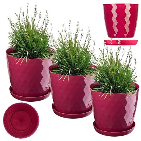 KADAX Blumentöpfe Set of 3-30cm, Amaranth, Töpfe aus leichtem Material für Blumen, Pflanzen, Kaktus, Kräuter und Sukkulente, lebendige Farben bringen Frische in den Raum