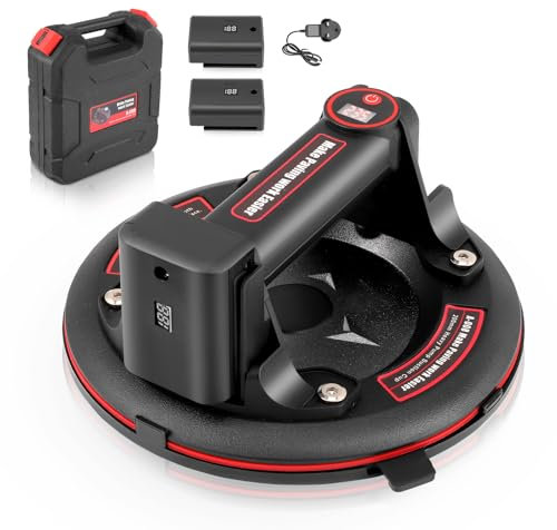 8inch Electric Vacuum Suction Cup,Heavy Duty Glass Suction Cups with 2x3000mAh Battries,Glass Suckers with 400KG Strong Suction,Rechargeable Glass Suction Lifter for Windshield, Window, Granite, Tile