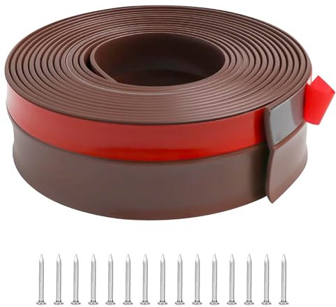 Inscrip Garage Door Seal, PVC Sealing Strips, Multi-Purpose Garage Door Top and Side Sealing Strips, Weatherproof, Easy to Cut, for Leaves, Dirt, Weather Protection, with Nails (Brown, 6 m)