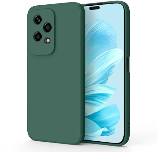YLK Custodia per Honor 200 Lite 5G Cover, Custodia in Silicone Liquido Ultra Sottile con Fodera in Morbido Panno in Microfibra, Protezione Cover per Honor 200 Lite 5G (Verde scuro)