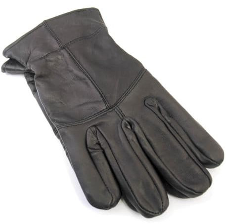 GM Apparel Herren Thinsulate Lederhandschuhe Winter Winddicht Outdoor Fleece Futter Handschuhe Thermo Leder Fahrhandschuhe in Schwarz, Schwarz , M/L