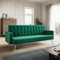 ELEGANT Green Velvet Sofa Bed Modern 3 Seater Click Clack Luxury Sofas Settee Recliner Couch, Button Tufted Seat Cushion, Lounge Compact Sofa for Living Room, Bedroom, Home Office, Apartment