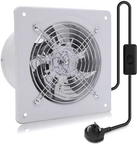 MEKOTRIN Extractor Fan Kitchen, 4 Inch/100 mm Wall Mounted Exhaust Fan Industrial Ventilation Fan with Switch Easy to Use for Kitchen Restaurant Warehouse Garage Bathroom Window(White)