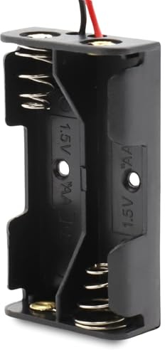 TECHZOCO Porte-pile plat AA, support de batterie LR6, boîtier pour pile AA LR6, câble de 200 mm, tension totale : 3 V (1,5 V par pile), convient pour 2 piles Lr6 (FR6, HR6, LR6)