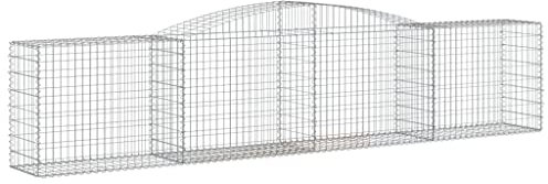 Eleganz Gabione mit Hochbogen 400x50x80/100 cm Verzinktes Eisen - Langlebiges Gartenzaun-Element für Moderne Gartengestaltung