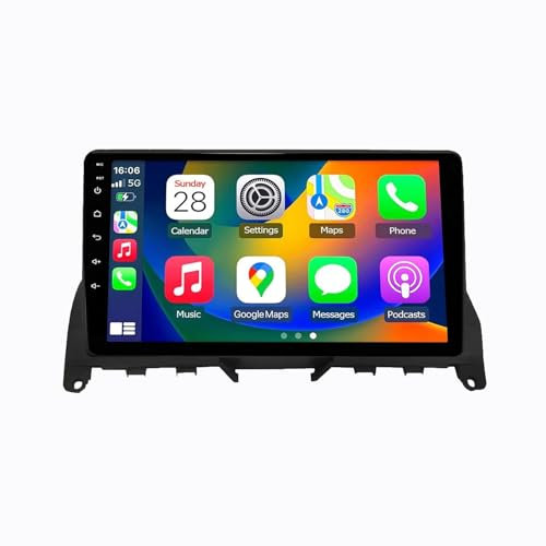 Android 13 2 DIN Pantalla Táctil Radio 9 Coche Pantalla para Mercedes Benz C Class 3 W204 S204 2007-2010 con Enlace Espejo/Navegación GPS/Radio FM/BT/Mandos Volante/Reproductor Multimedia(2+32G)