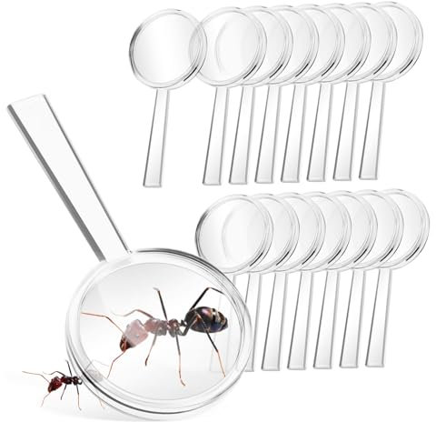 Veemoon 16 Stück 8-fache Kinderlupe aus Kunststoff groß fernglas LED Basteln Gläser für Requisiten Wissenschaft erforschen Lupe Lupe-Requisite -durchlässiges Benzolmaterial