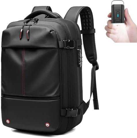 Mochila Viaje Cabina Avion, Compresión al Vacío Con Bomba, Mochila Al Vacío con Bloqueo Antirrobo, Impermeable, Maleta Cabina para Viajes de Negocios (Negro)