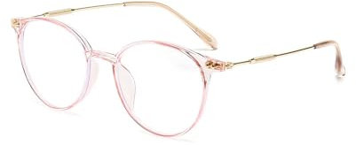 Nyxphy Modische Blaulichtfilter Kurzsichtige Brille für Damen Herren Leichte TR90 Metall Kombination Fernbrille Myopie Computer mit ovalem (Rosa, -0.75, Dioptrien)