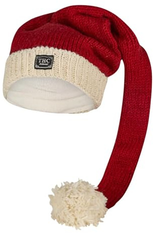 THC Schafwoll Zipfelmütze 600 Rot | Unisex | Handgestrickte Strickmütze aus 100% Schafwolle mit Fleece-Innenfutter | Windabweisende Wintermütze