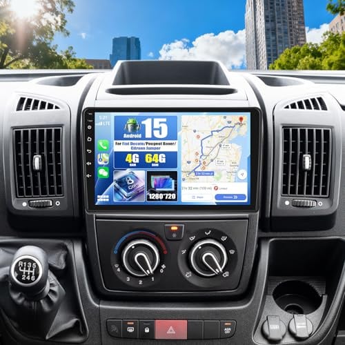 CAMECHO 4G+64G 8 Core Android 15 Autoradio für FIAT Ducato/Peugeot Boxer/Citroen Jumper mit Navi Carplay Android Auto Wireless, Double Din mit 9 Bildschirm mit RDS/FM MirrorLink Bluetooth 5.0+DSP