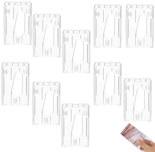 10 Pezzi Porta Badge Porta Carte in Plastica Rigida Porta Badge Verticale