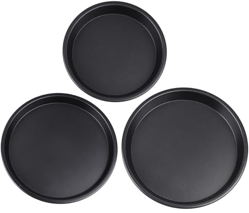 KALLORY Set 3 Teglie Antiaderenti per Forno a Microonde, Piatto Forno Microonde Crisp Nero 6/8/10 Pollici, Vassoio per Cottura Torte e Pane, Uso Domestico e Professionale