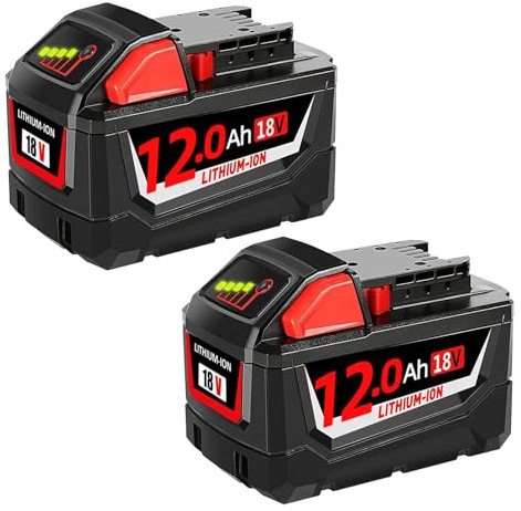 2 Packs 12.0Ah/12000mAh Replacement for Milwaukee M18 Battery | Compatible with Milwaukee Battery M18 48-11-1852 48-11-1850 48-11-1840 Cordless Power Tools with LED lndicator