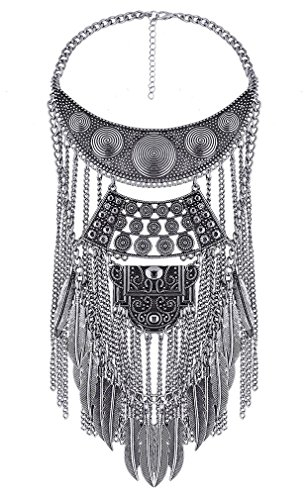 YAZILIND Kragen Halsketten Anhänger Vintage Kristall Maxi Choker Statement Silber Collier Boho Frauen Schmuck