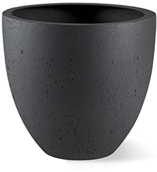 Luca Lifestyle Pflanzkübel ''Grigio Egg Pot'' Anthrazit Rund Fiberglas *5 Jahre Garantie* - 60x60x54 cm - Premium Qualität - F881