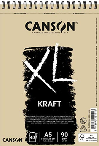 CANSON XL® Kraft, Zeichenblock, DIN A5, 40 Blatt, 90 g/m²