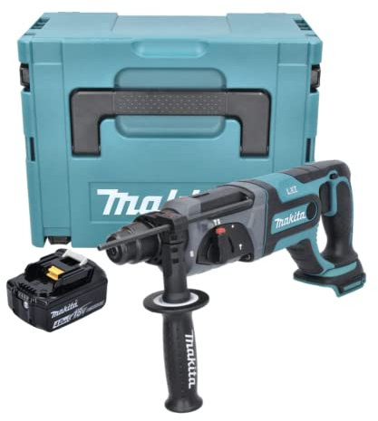 Makita DHR 241 batería de ion de litio de 18 V Taladro Percutor con alojamiento SDS-plus en Makpac + 1 x bl 1840 4,0 Ah Batería