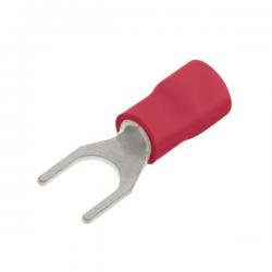 100 X 4mm Fork Red Crimp Terminal Wiring Connector's - Pre Insulated 100 Pcs