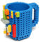Gifts UK® DIY Creative Puzzle Building Brick Mug Build On Blocks Coffee Tea Cup Gift *UK Stock* (Blue)