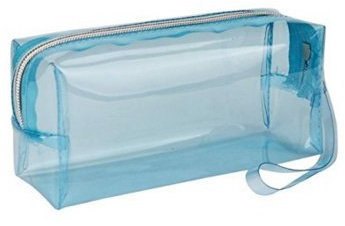 T.Sewing 1PCS Mode Candy Farbe Transparent Federtasche Kosmetiktasche Für Studenten Damen(Blau)
