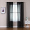 MIULEE 2er Set Sheer Voile Vorhang Stangedurchzug Transparente Gardine aus Polyester Fensterschal Transparent Wohnzimmer Luftig Dekoschal für Schlafzimmer 140 X 225 cm (B x H), Rod Pocket Schwarz
