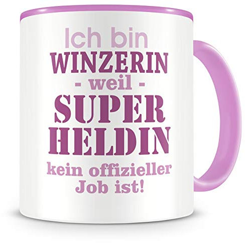 Samunshi® Ich bin Winzerin Tasse Beruf Geschenk Kaffeetasse Teetasse Kaffeepott Kaffeebecher Becher 300ml rosa