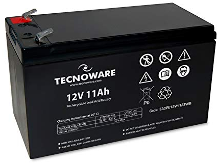 Tecnoware Batterie au plomb étanche 12 V Capacité 11 Ah - pour Onduleur, Systèmes de vidéosurveillance et alarme - Cosse Faston 6,3 mm - Dimensions 15,1 x 9,4 x 6,5 cm