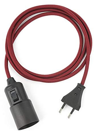 5m Plug-In Lampe BORDEAUX, Textilkabel mit Lampenfassung aus Thermoplast (Glattmantel) mit Schalter und Eurostecker