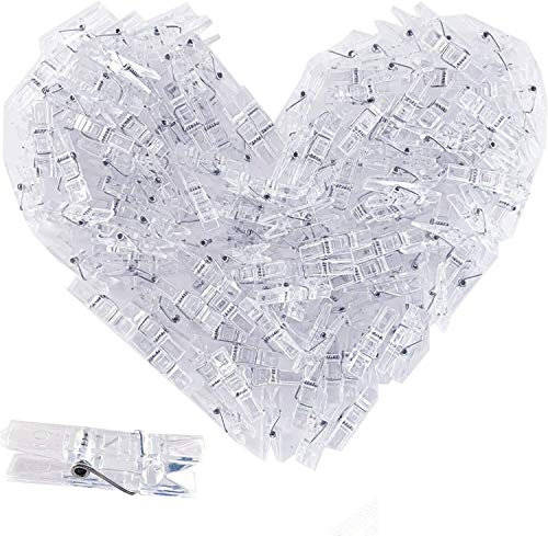 Lot de 128 Mini Pinces à Photo en Plastique Transparent pour Guirlande Lumineuse