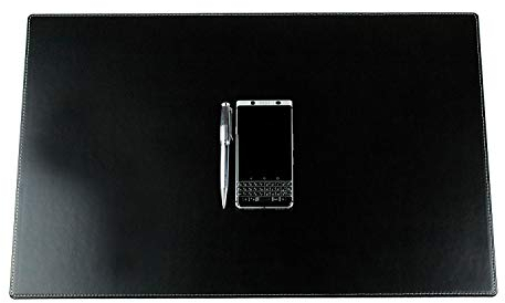 DELMON VARONE - Personalisierbare Schreibtischunterlage Cambridge Top Grain Leder schwarz, Rutschfeste Echtleder Schreibunterlage abwaschbar, Schreibtisch Unterlage geeignet als Mousepad, 60x40 cm