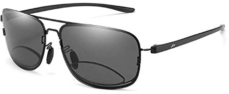 TR90 Bifocale lunettes de Soleil, Teinté Progressive Gris Soleil Lunettes de Lecture UV Bloqueur, Léger Full-Frame Lunettes de Lecture, 1.00 à 3.50 À Double Foyer Grossissement (+ 1.0)